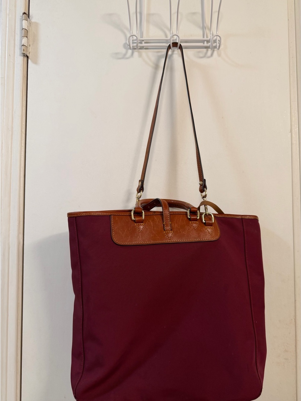 Dooney & Bourke Wine Tote with Brown Leather Trim - Picture 2 of 6